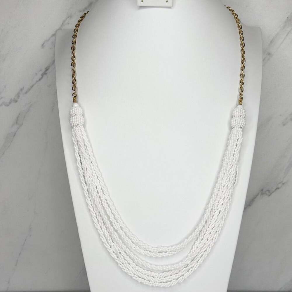 Talbots White Seed Bead Multi Strand Necklace ✨